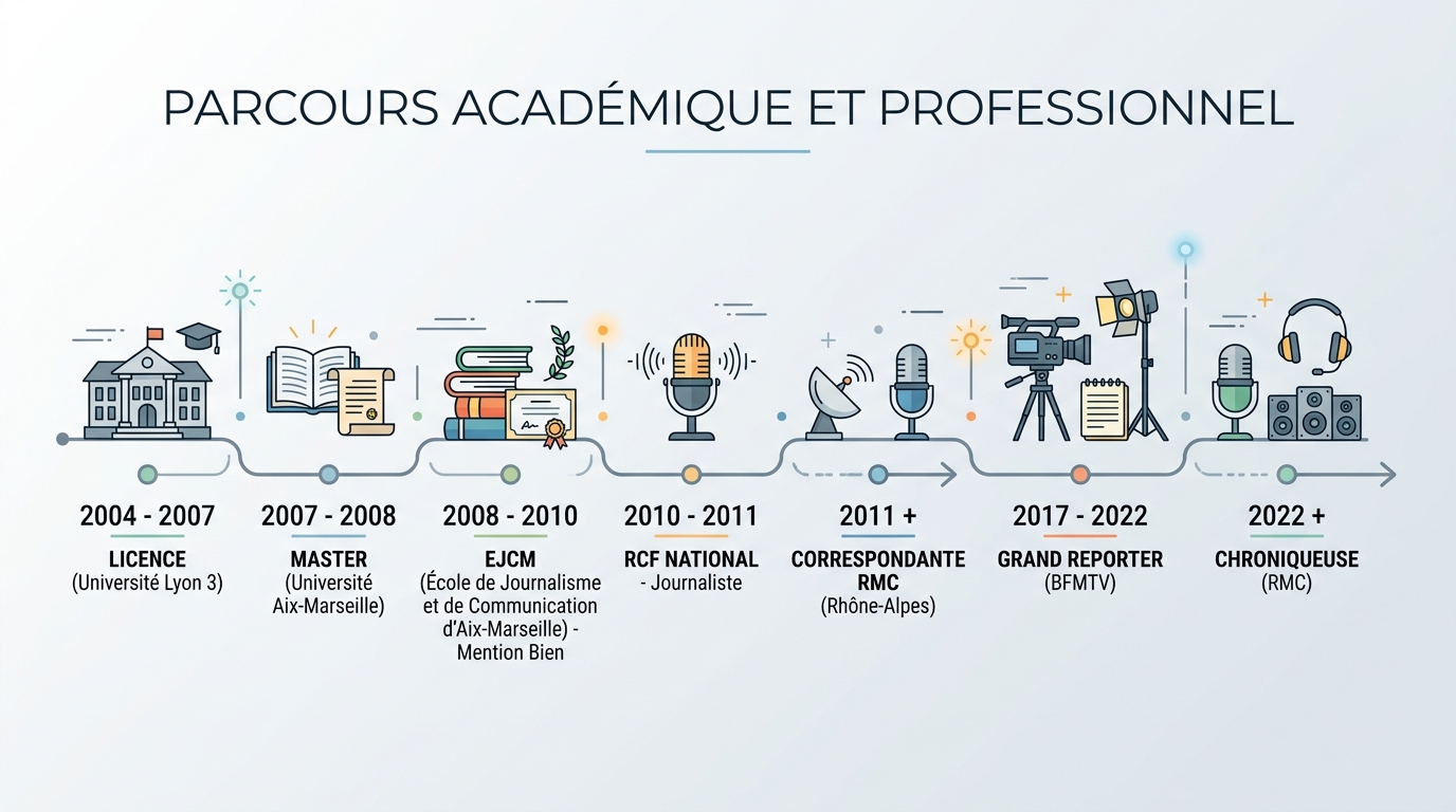 Frise chronologique parcours académique et carrière Amélie Rosique 2004-2026