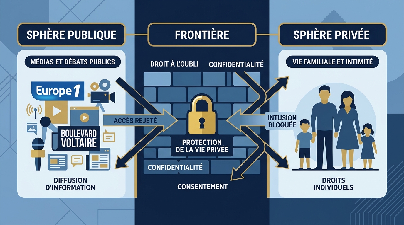 Schéma protection vie privée Gabrielle Cluzel famille anonymat