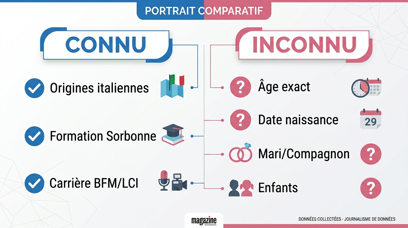 Tableau comparatif connu inconnu vie privée Paola Puerari