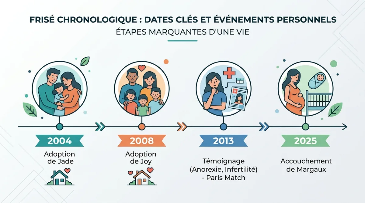 Timeline Laeticia Hallyday maternité adoptions fausse-couche